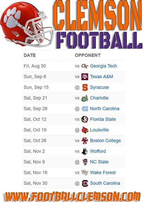 clemson ncaa football schedule|clemson football schedule today.